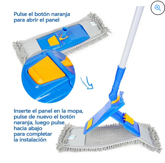 Mopa azul 40 cm Mopa Completa microfibra+repuesto de regalo