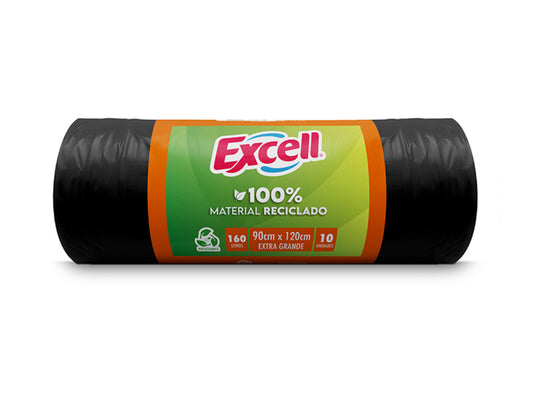 BOLSA BASURA EXCELL 100% RECICLADA 90 X 120CM 10U