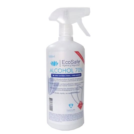 Alcohol 70% Spray antibacterial para manos 1 lt con glicerina ECOSAFE